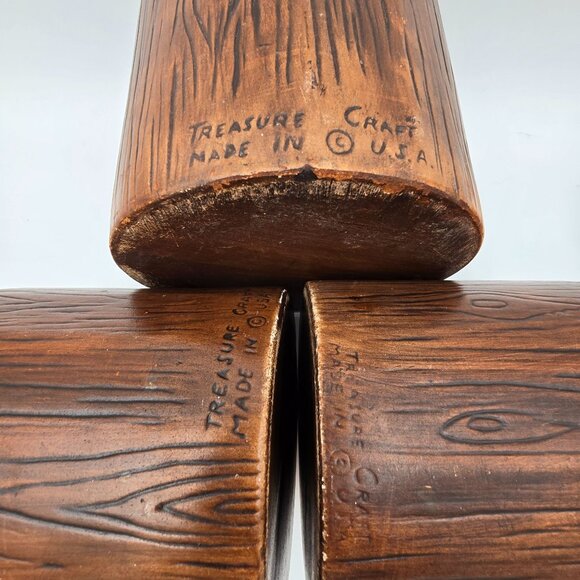 Vintage Treasure Craft US Canister Set - Flour Coffee Tea - Wood Look Ceramic wi - Picture 2 of 14